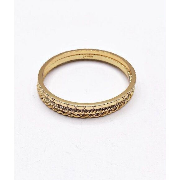 J.Crew Gold Tone Bangle Bracelet Set of 3 Rope Twist Textured Stackable - Picture 2 of 7